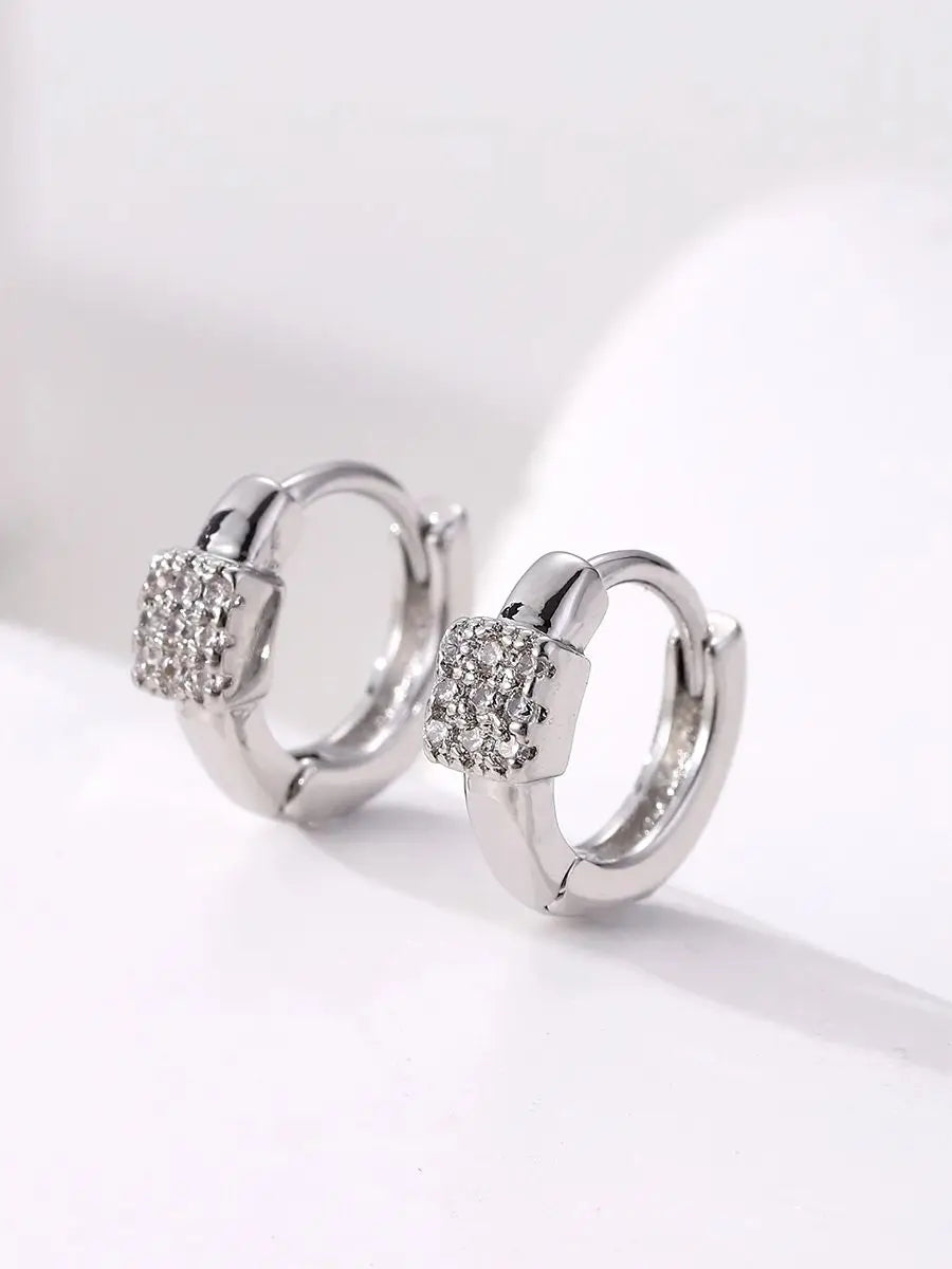 boucle d'oreille créole pendentif croix strass femme
