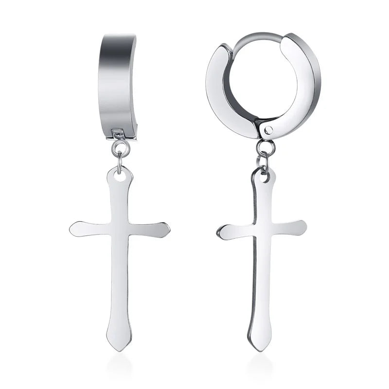 boucle d’oreille croix créoles homme