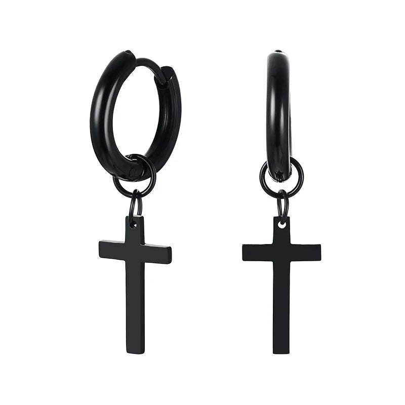 boucle d’oreille croix créoles homme