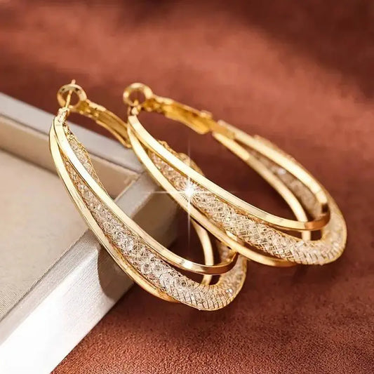 Boucles d'oreilles créoles en pierre de cristal