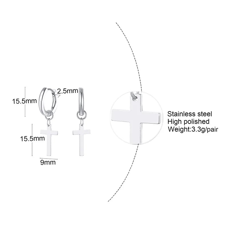 boucle d’oreille croix créoles homme