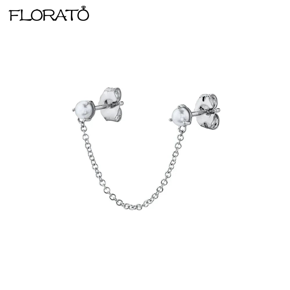 Boucle d'oreille créole avec chaîne et strass