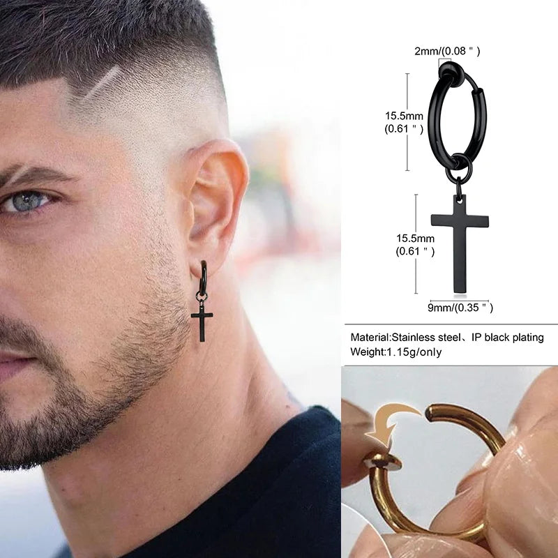 boucle d’oreille croix créoles homme