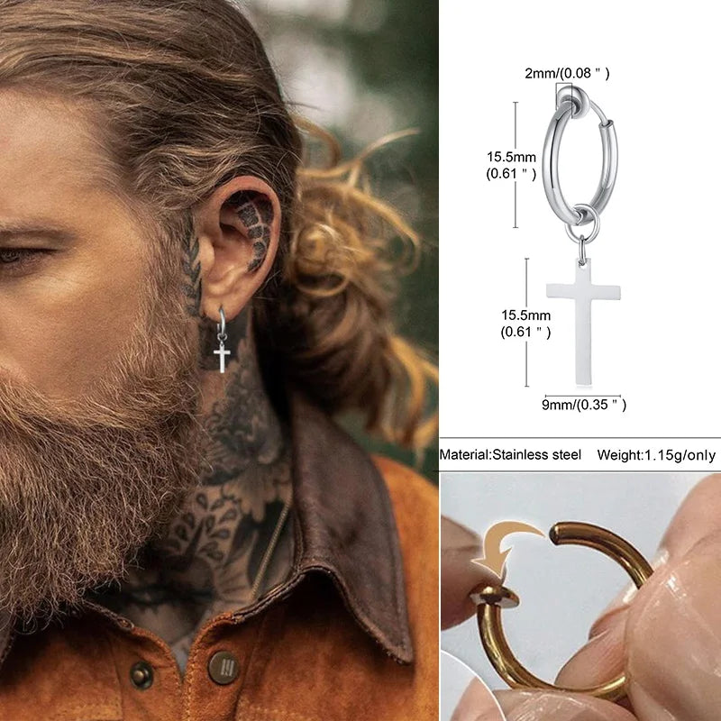 boucle d’oreille croix créoles homme