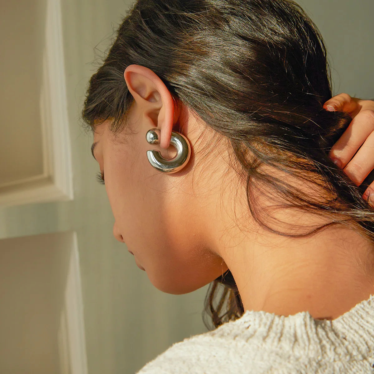Boucles d'oreilles en C épaisse