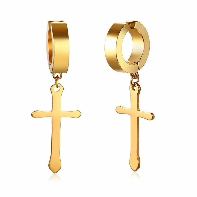 boucle d’oreille croix créoles homme