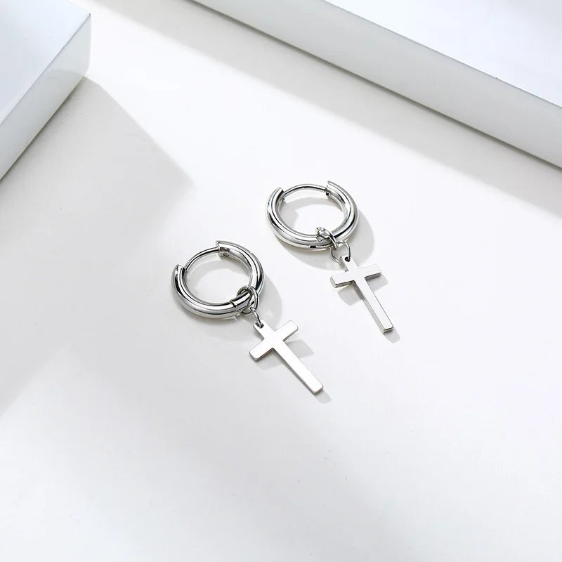 boucle d’oreille croix créoles homme