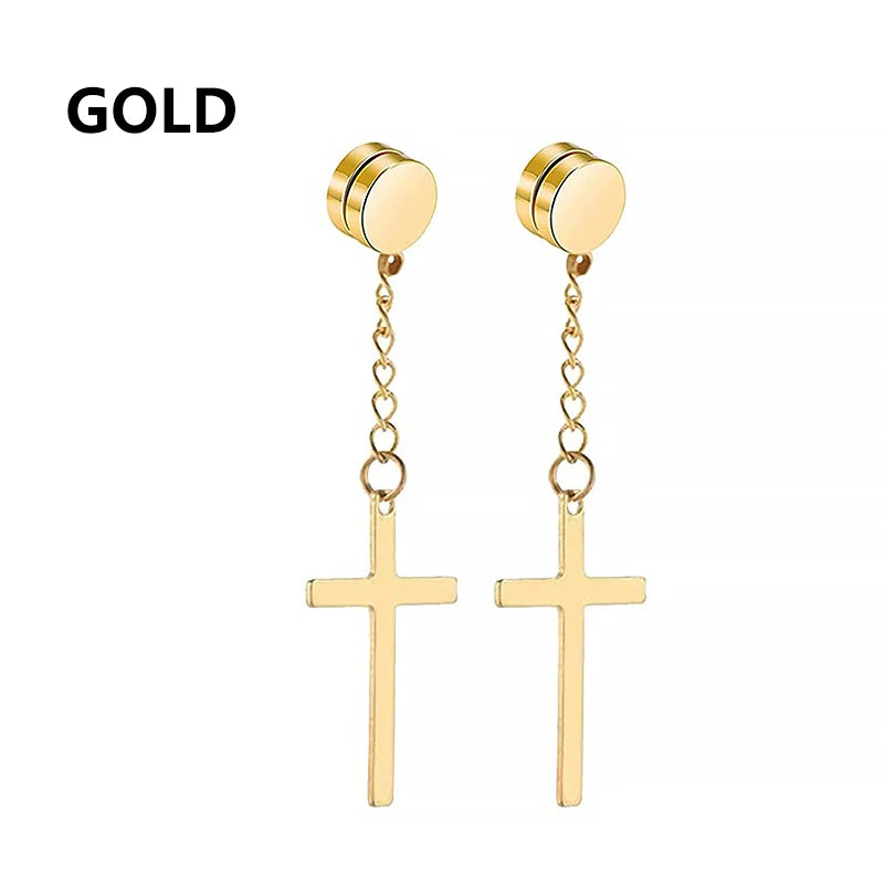 boucle d'oreille créole pendentif croix homme