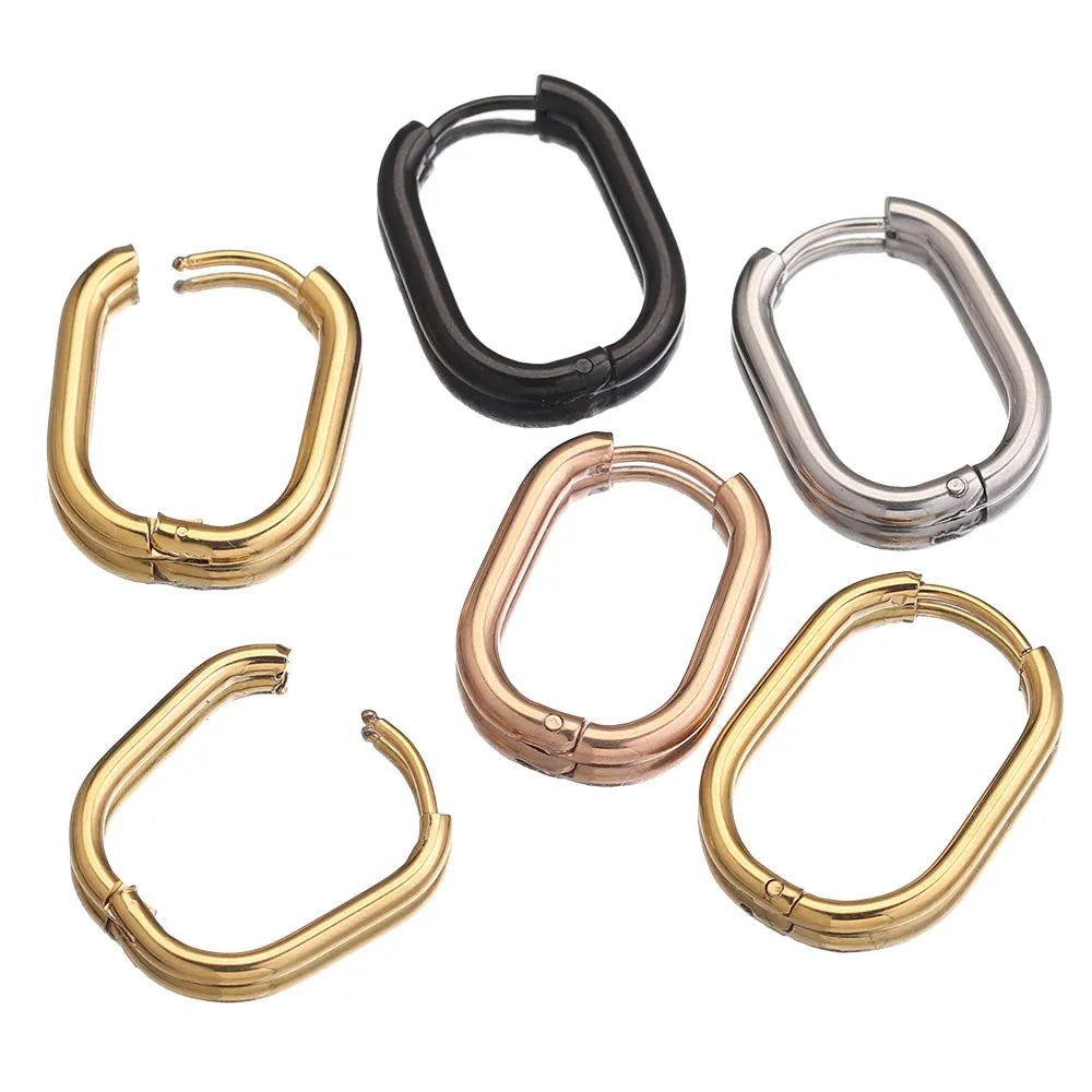 boucle d'oreille créole ovale acier inoxydable