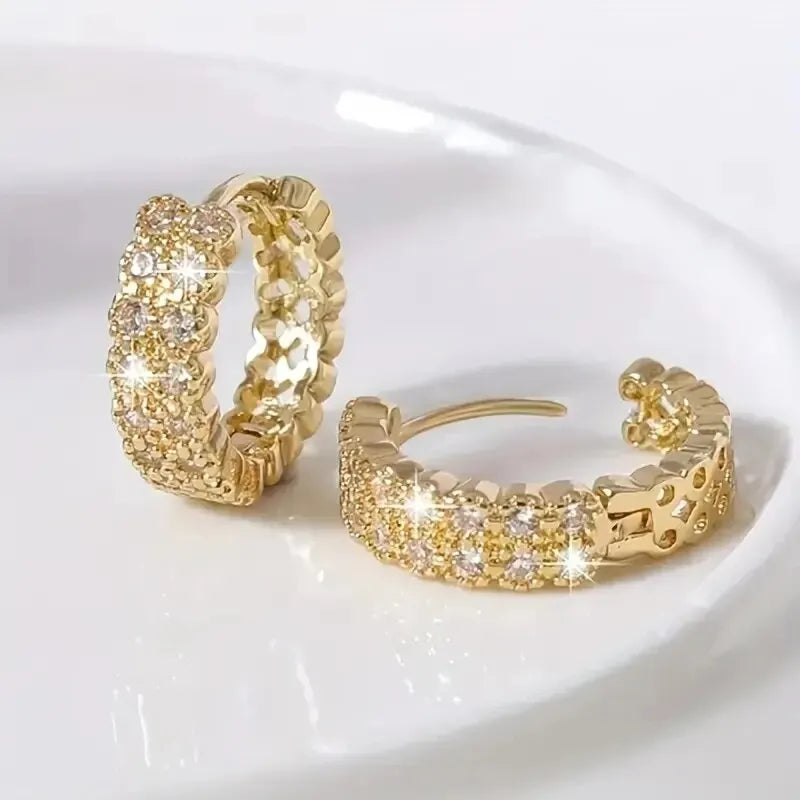 boucle d'oreille créole doré strass mariage