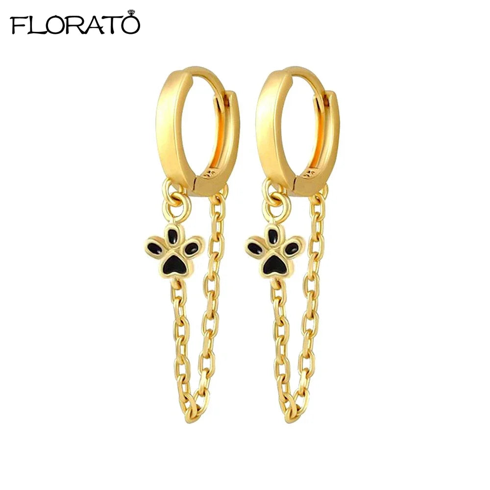 Boucle d'oreille créole avec chaîne et strass