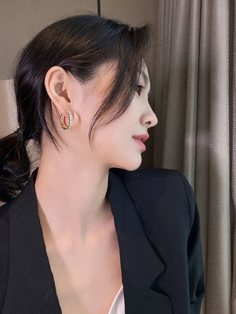 Boucles d'oreilles en métal pour femmes avec diamant