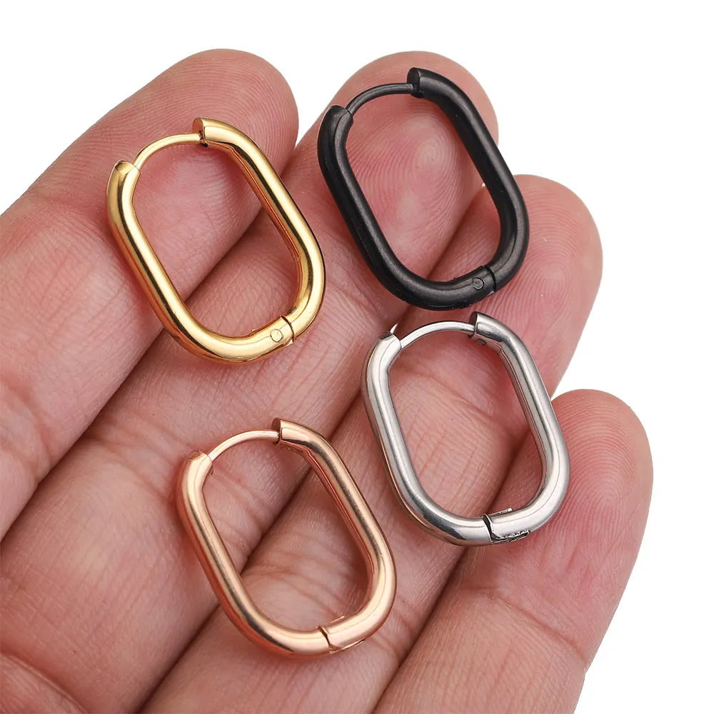 boucle d'oreille créole ovale acier inoxydable