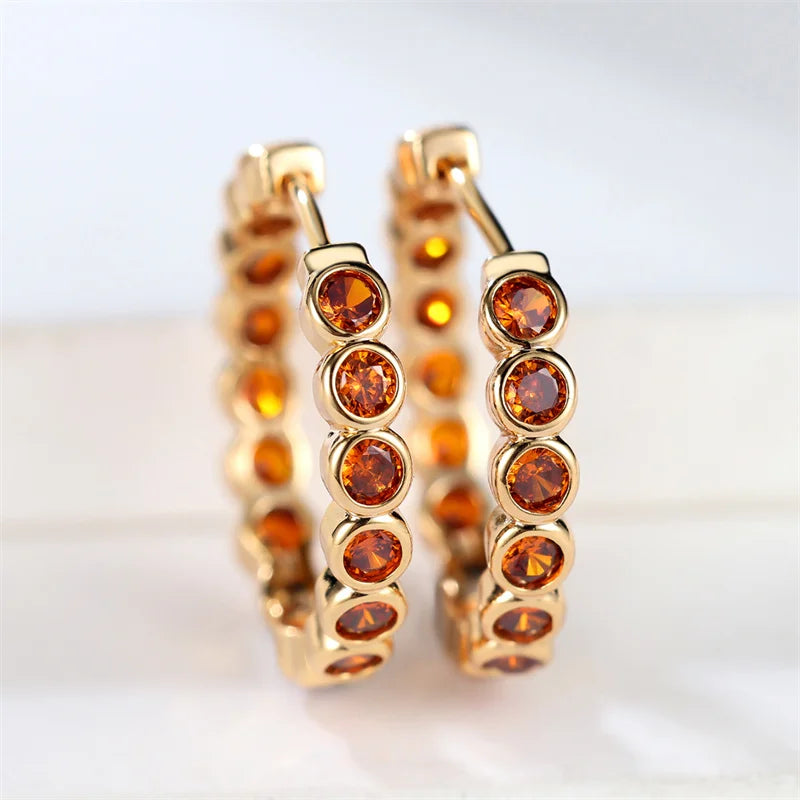 boucle d'oreille créole pierre colorée