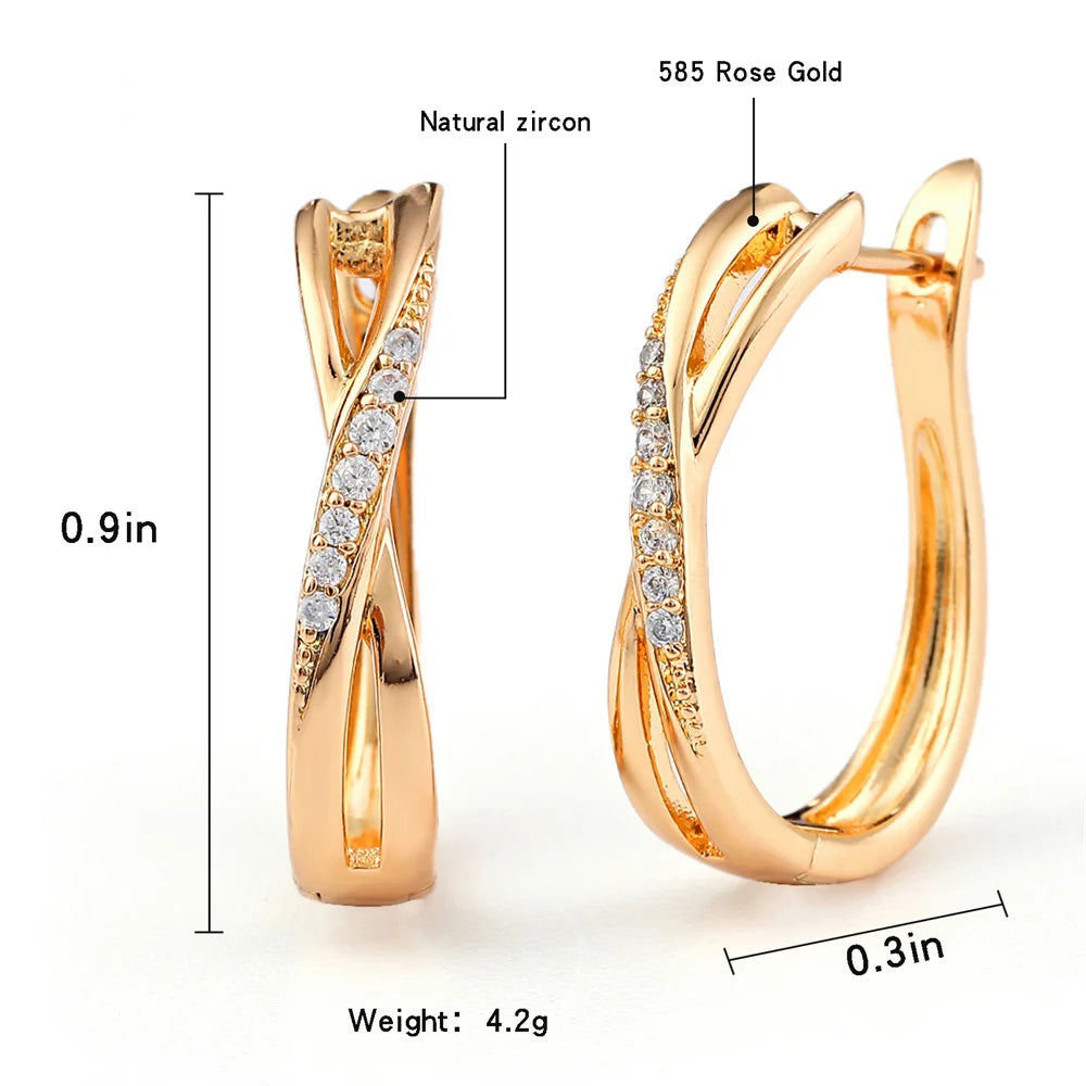 boucle d'oreille créole or rose avec diamant