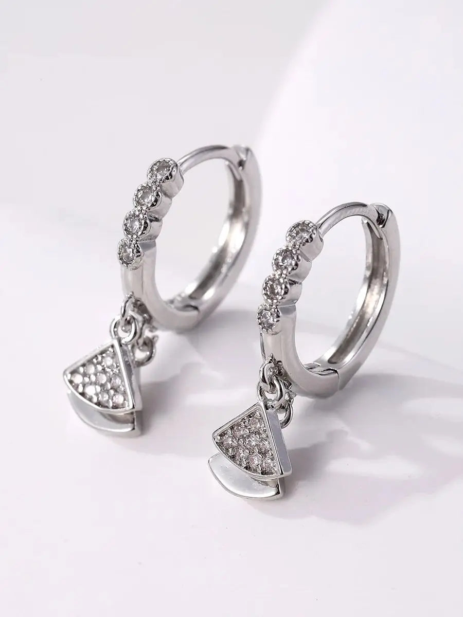 boucle d'oreille créole pendentif croix strass femme