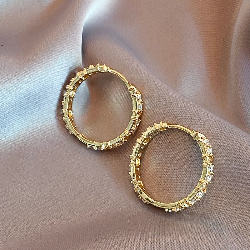 Boucles d'oreilles en métal pour femmes avec diamant