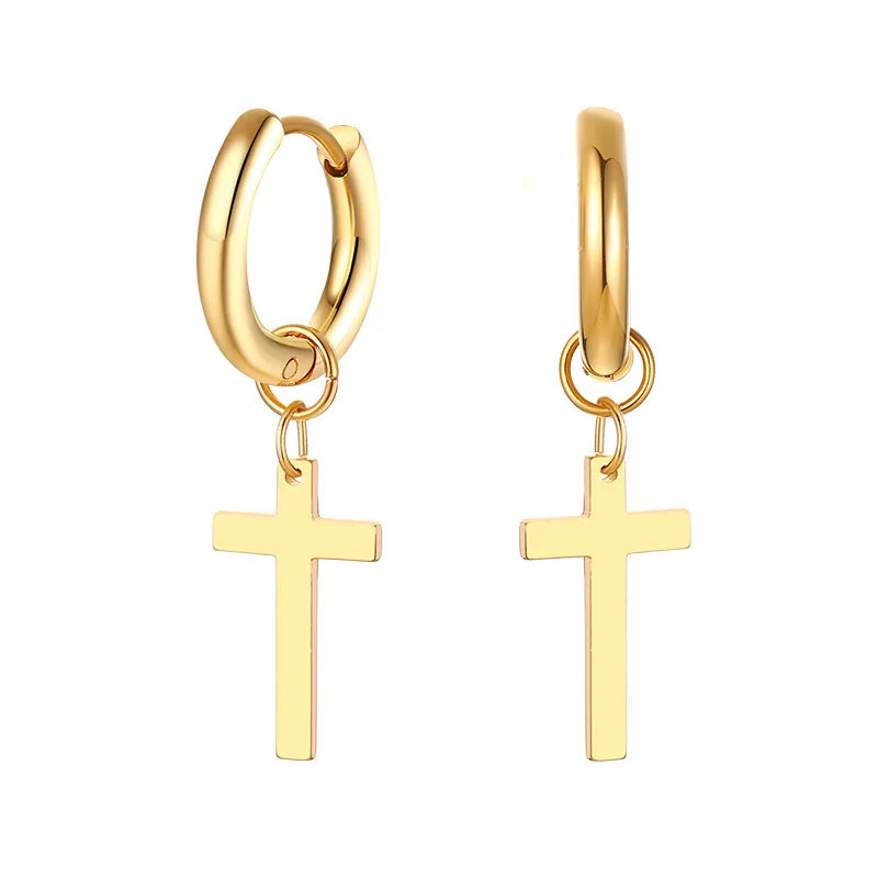 boucle d’oreille croix créoles homme