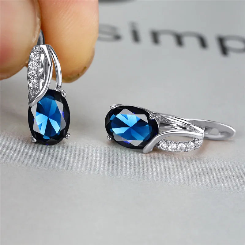 boucle d'oreille créole pierre bleu