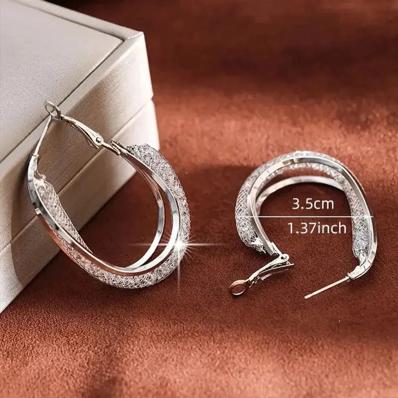 Boucles d'oreilles créoles en pierre de cristal