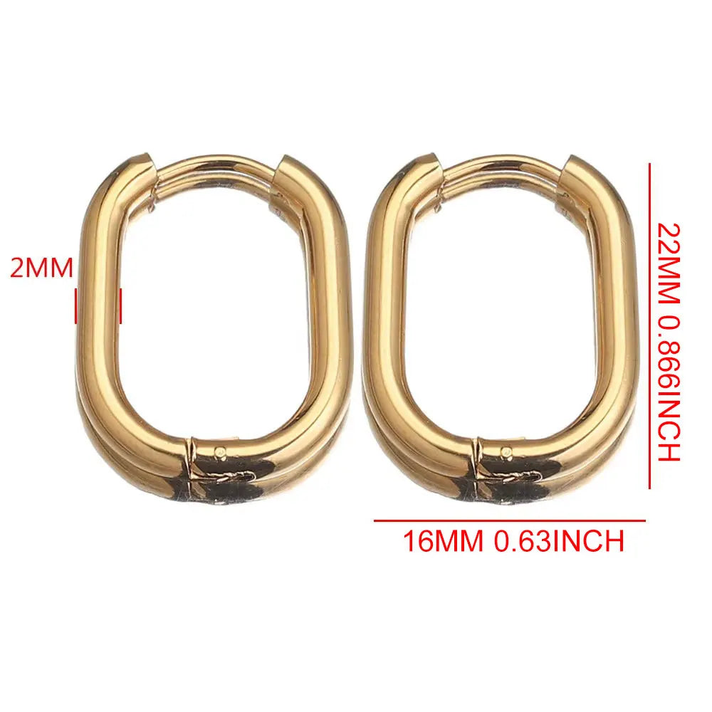 boucle d'oreille créole ovale acier inoxydable