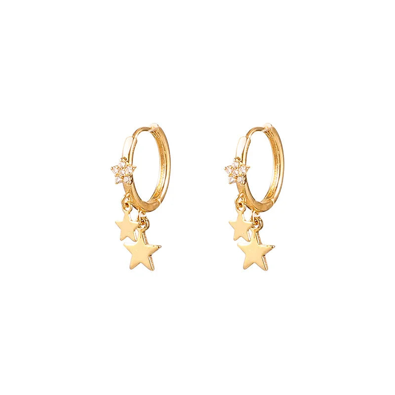 Boucles d'oreilles créoles en forme d'étoile