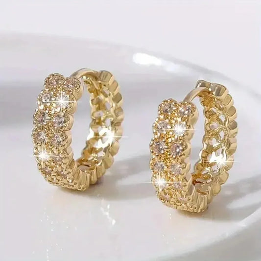boucle d'oreille créole doré strass mariage