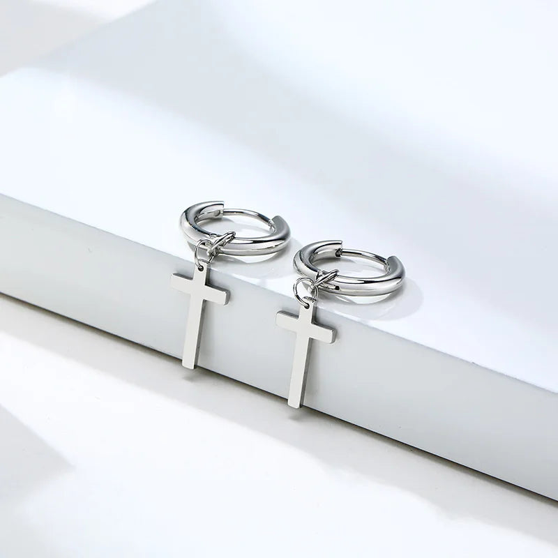 boucle d’oreille croix créoles homme