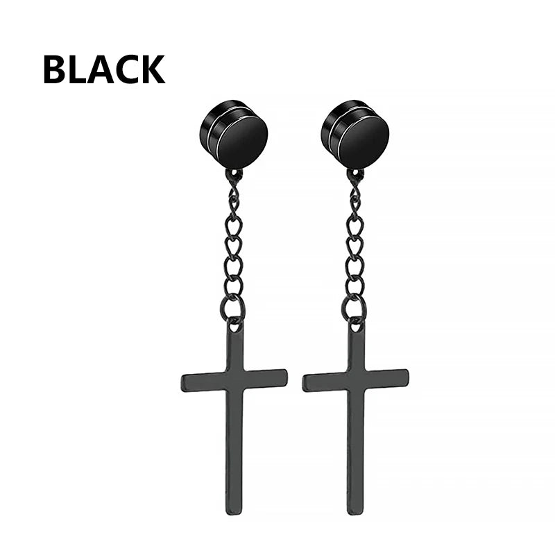boucle d'oreille créole pendentif croix homme
