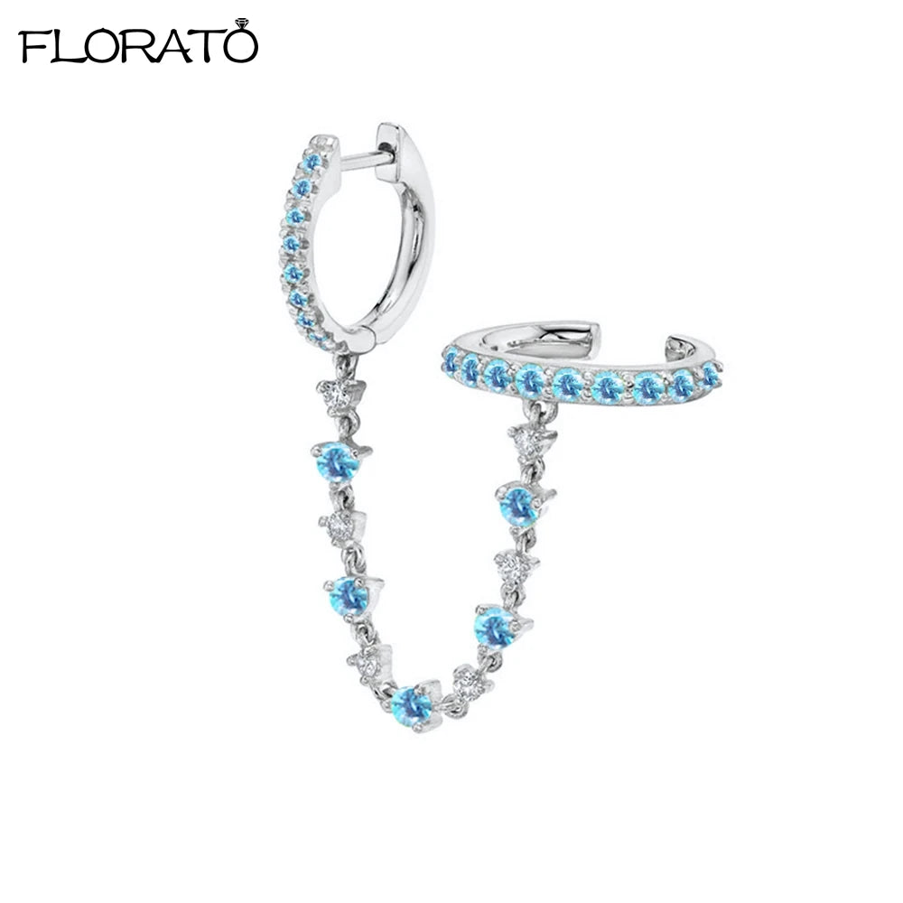 Boucle d'oreille créole avec chaîne et strass